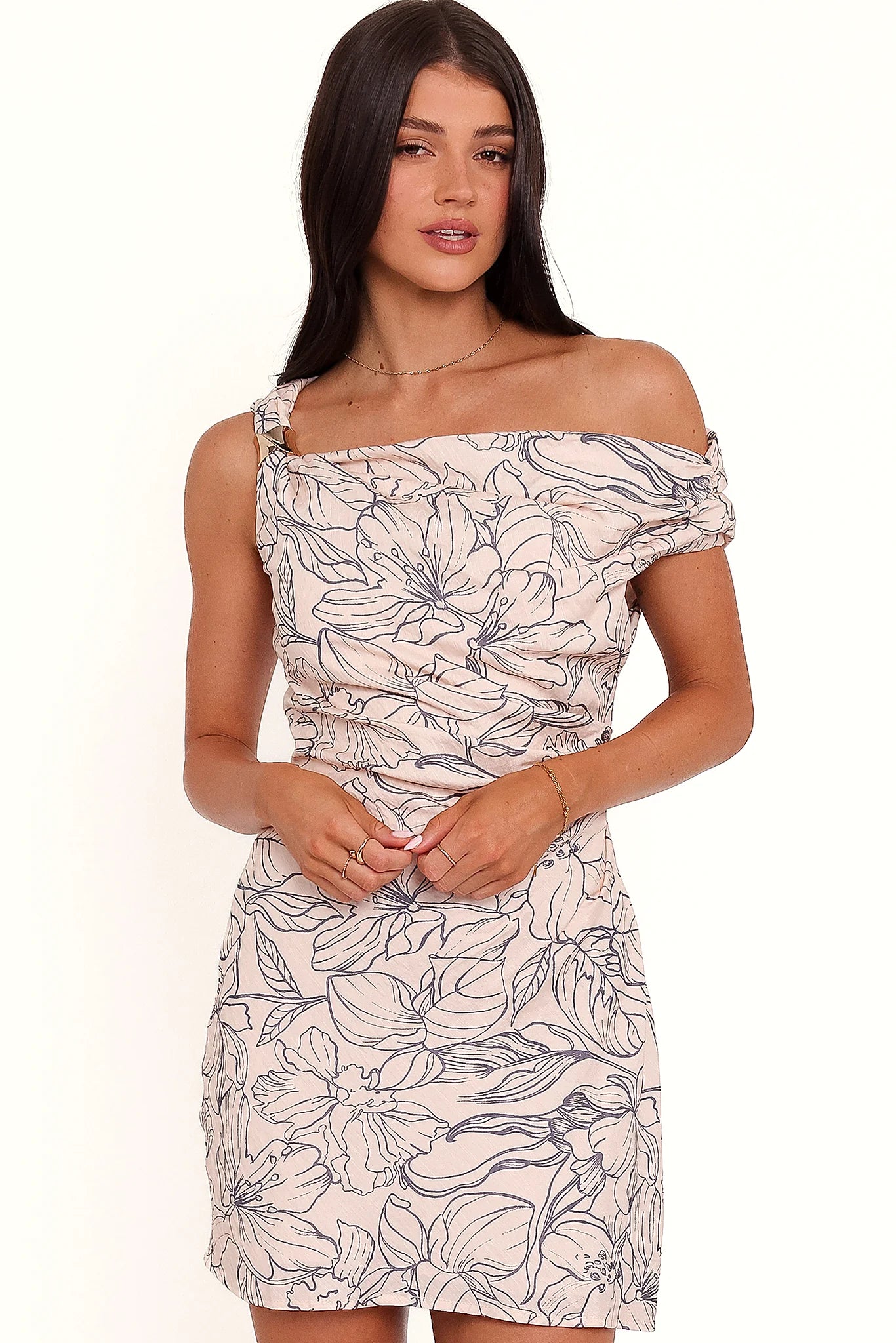 Aleyna Off Shoulder Mini Dress - Floral Print