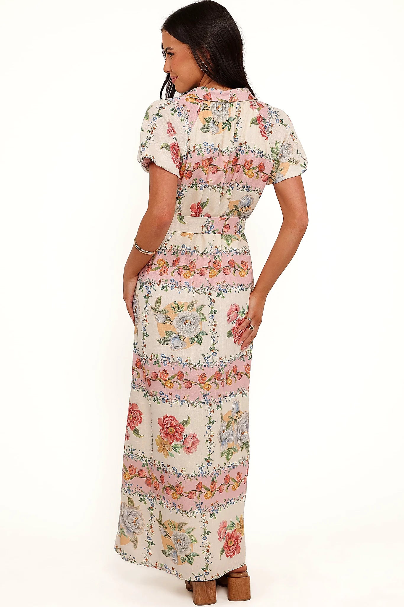 James Button Through Maxi Dress - Rose Tile