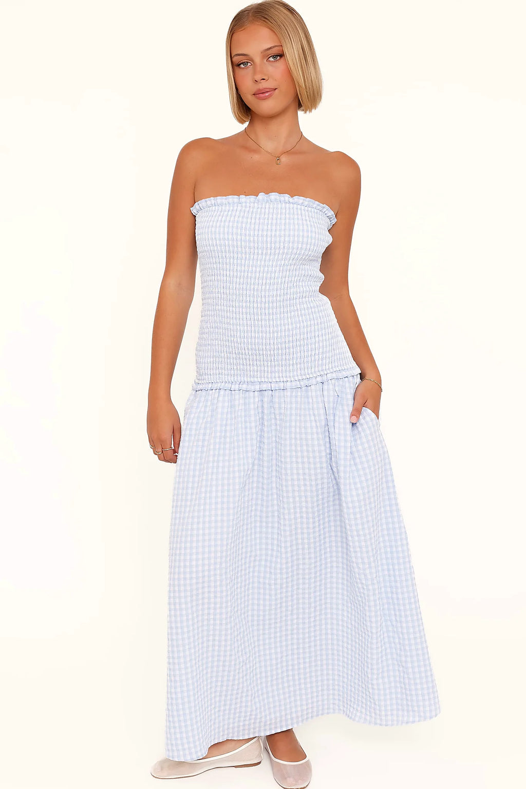 Parkway Maxi Dress - Blue Gingham