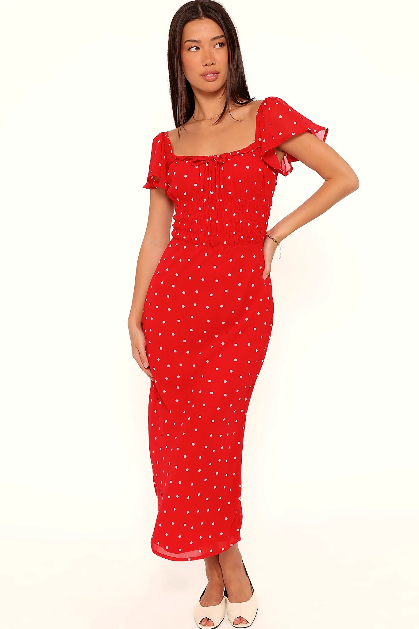 Sherrie Maxi Dress - Red Polka Dot