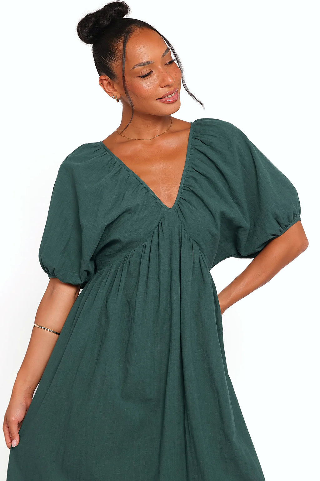 Sullivan Puff Sleeve Maxi Dress - Forest Green