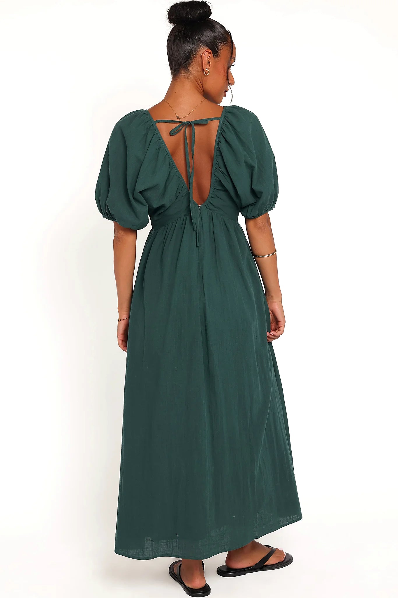 Sullivan Puff Sleeve Maxi Dress - Forest Green