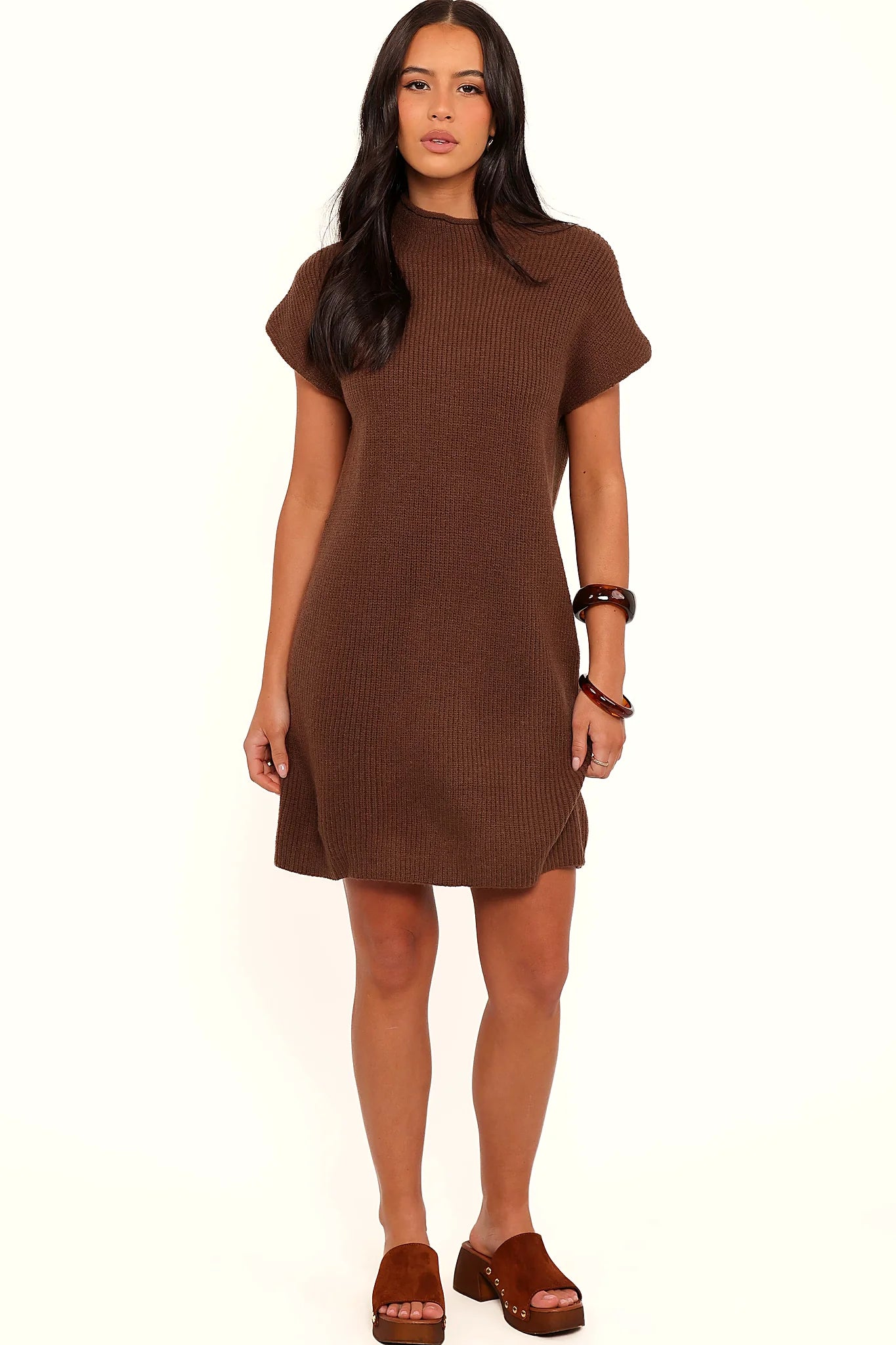 Wright Knit Mini Dress - Chocolate Brown