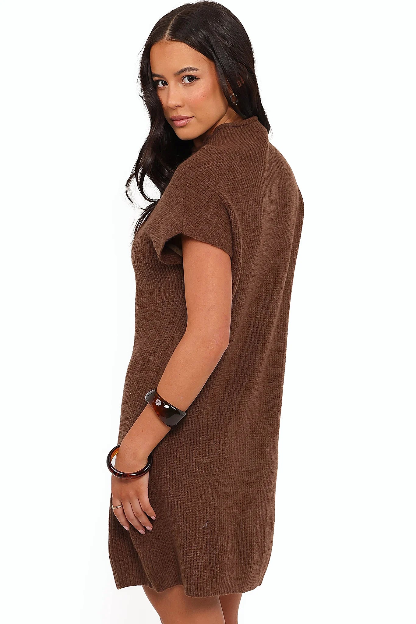 Wright Knit Mini Dress - Chocolate Brown
