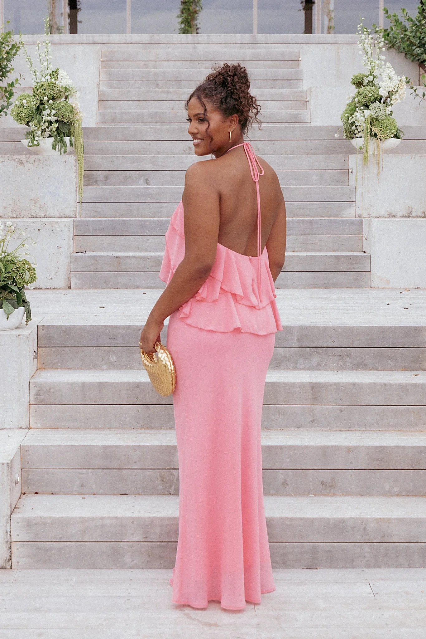 Zorina Halterneck Maxi Dress - Coral