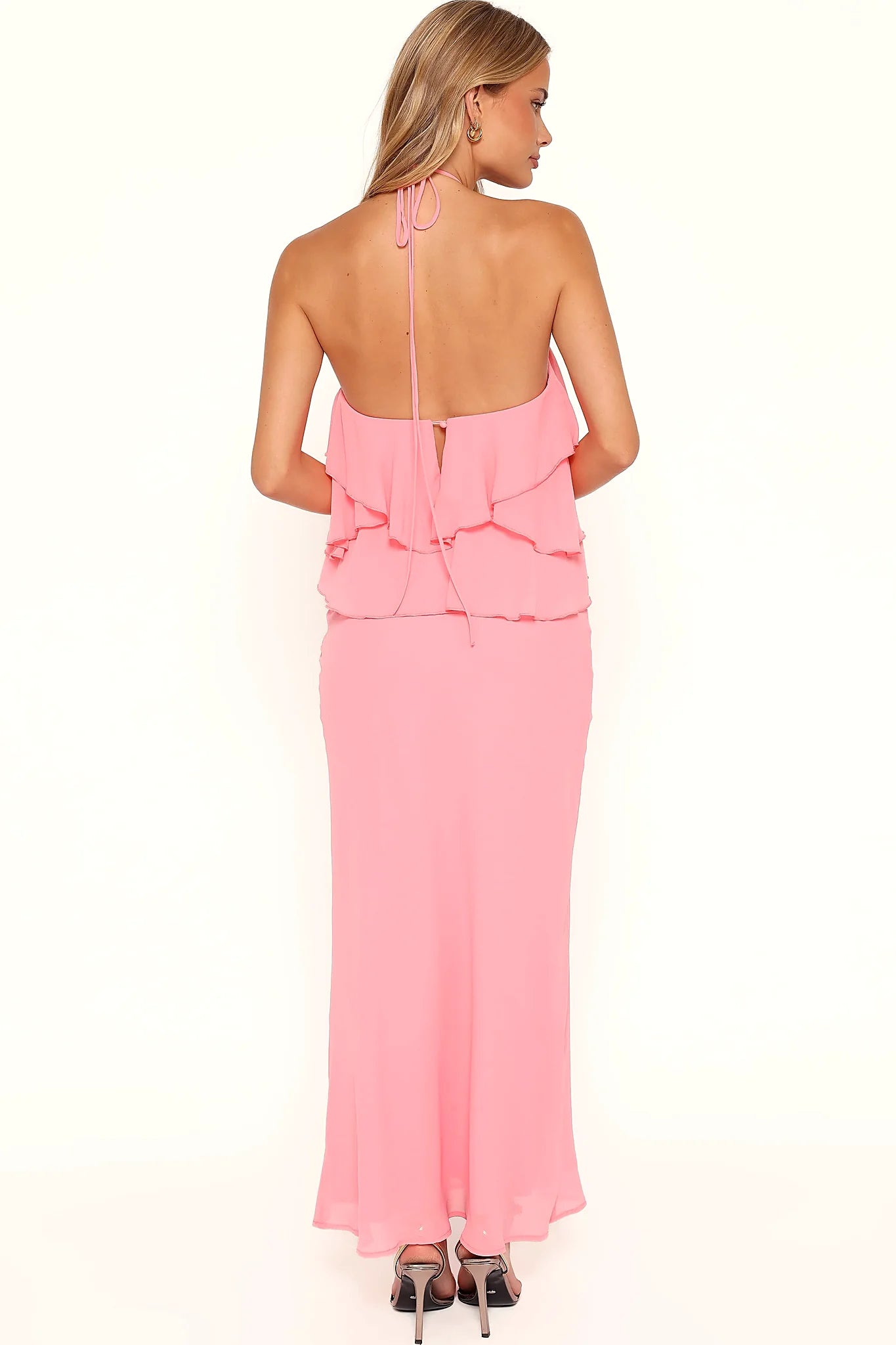 Zorina Halterneck Maxi Dress - Coral